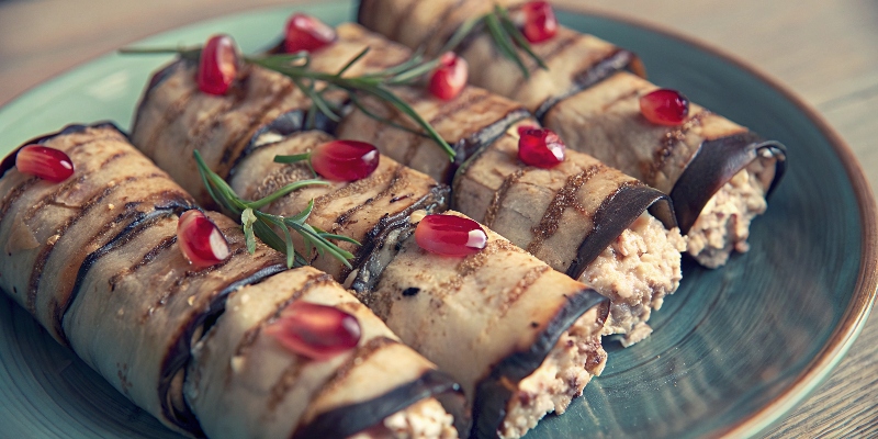 WALNUT & HERB EGGPLANT ROLLS